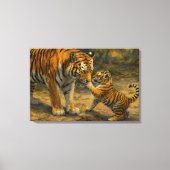 Toile Whispers in the Wild - Tiger and Cub in Forest (Recto)