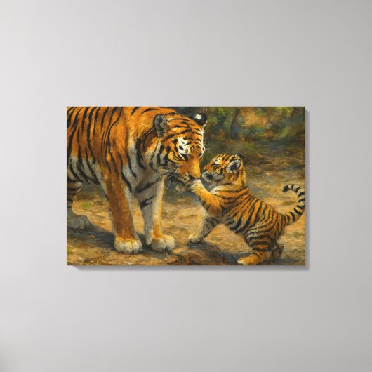 Toile Whispers in the Wild - Tiger and Cub in Forest (Recto)