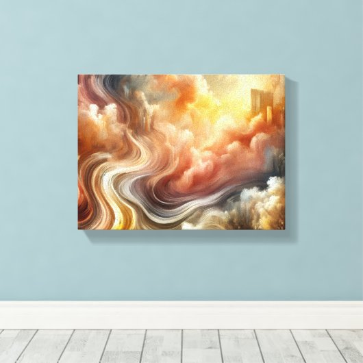 Toile Whispers of Light Abstract Flow in Golden Clouds (Insitu (Plancher de Bois))
