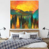 Toile Whispers of Twilight : Sunset Silhouette in Forest (Insitu(Chambre))