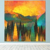 Toile Whispers of Twilight : Sunset Silhouette in Forest (Insitu (Plancher de Bois))
