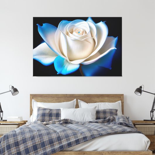 Toile White and Blue Rose (Insitu(Chambre))