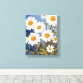 Toile White Daisies Watercolor Flowers Painted (Insitu (Plancher de Bois))