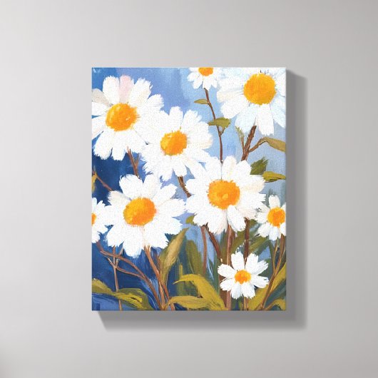 Toile White Daisies Watercolor Flowers Painted (Recto)