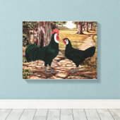 Toile White Faced Black Espagnol Coq et Hen - Woods (Insitu (Plancher de Bois))