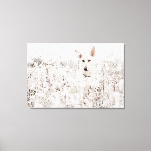Toile White German Shepherd in the Snow (Recto)