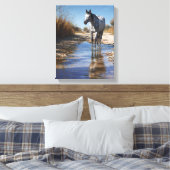 Toile White Horse Shallow Stream Reflection Art (Insitu(Chambre))