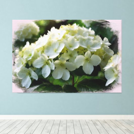 Toile *~* White Hydrangea TV2 Art Stretted Canvas Imprim (Insitu (Plancher de Bois))