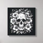 Toile White Ink Floral Skull Gothic Wall Canvas (Recto)