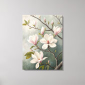 Toile White Magnolia Blossoms Print | Elegant Spring; (Recto)