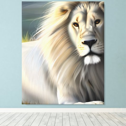 Toile White Majestic Lion Ethereal Art SI Généré (Insitu (Plancher de Bois))