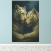 Toile White Tiger – Eternal Affection • Premium Fine Art (Insitu (Plancher de Bois))