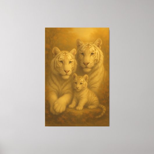 Toile White Tiger Family – Fine Art Premium Canvas (Recto)