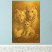 Toile White Tiger Family – Fine Art Premium Canvas (Insitu (Plancher de Bois))