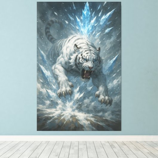Toile White Tiger – Frost King Ice Burst Descent – ManJi (Insitu (Plancher de Bois))
