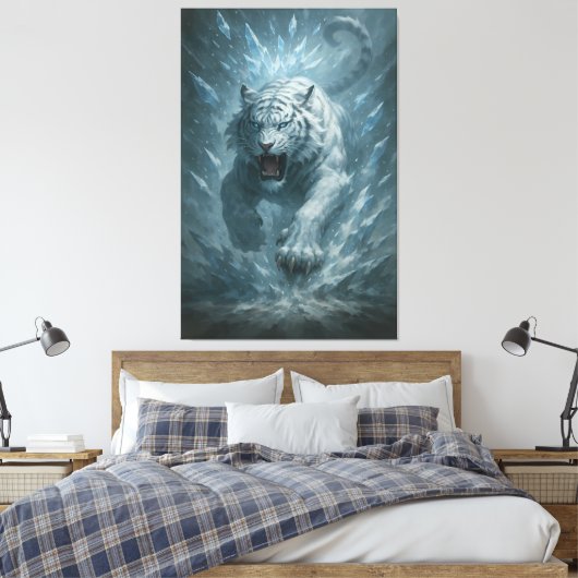 Toile White Tiger – Frost King Ice Burst Descent – ManJi (Insitu(Chambre))