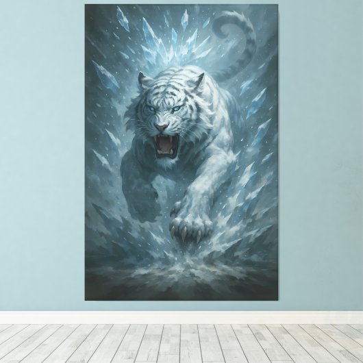 Toile White Tiger – Frost King Ice Burst Descent – ManJi (Insitu (Plancher de Bois))