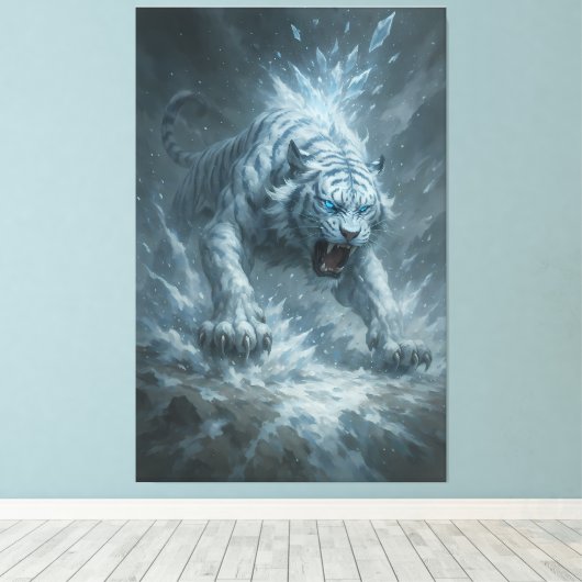 Toile White Tiger – Frost King Ice Burst Descent – ManJi (Insitu (Plancher de Bois))