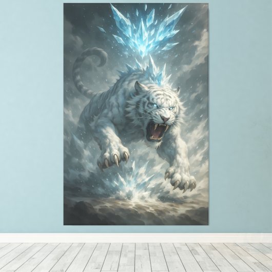 Toile White Tiger – Frost King Ice Burst Descent – ManJi (Insitu (Plancher de Bois))
