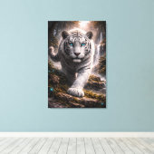 Toile White Tiger in Motion – ManJiangHong Art Series (Insitu (Plancher de Bois))