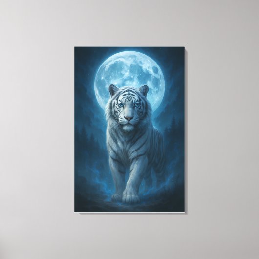 Toile White Tiger – Moonlit Mystical Scene | ManJiangHon (Recto)