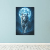 Toile White Tiger – Moonlit Mystical Scene | ManJiangHon (Insitu (Plancher de Bois))