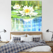 Toile White Water Lily Nymphaea alba - Peinture original (Insitu(Chambre))