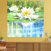 Toile White Water Lily Nymphaea alba - Peinture original (Insitu(Salon))