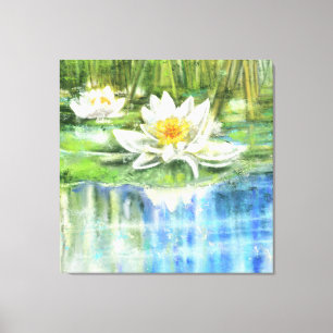 Toile White Water Lily Nymphaea alba - Peinture original