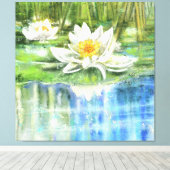 Toile White Water Lily Nymphaea alba - Peinture original (Insitu (Plancher de Bois))