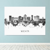 Toile Wichita Kansas Skyline BW (Insitu (Plancher de Bois))