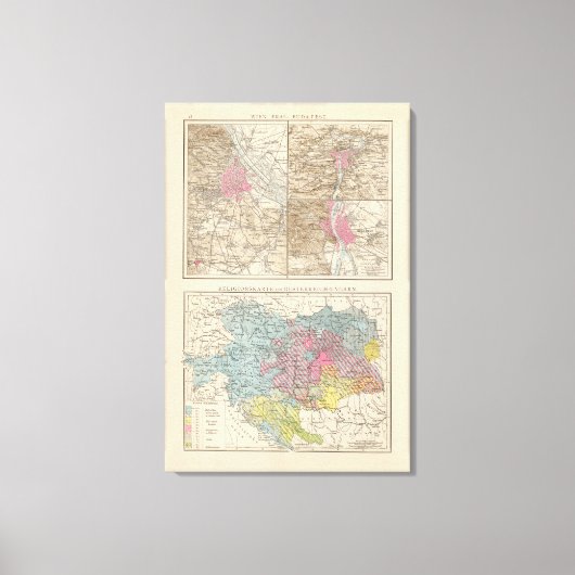 Toile Wien, Prag, BudaPest Map (Recto)