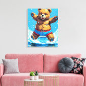 Toile Wild Bear Summer Vintage Pool (Insitu(Salon))