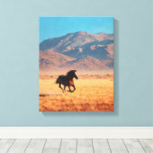 Toile Wild Black Horse Bright Desert Art (Insitu (Plancher de Bois))