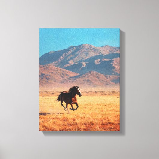 Toile Wild Black Horse Bright Desert Art (Recto)