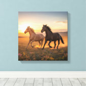 Toile Wild Prairie Run – Horses at Sunset Wall Art (Insitu (Plancher de Bois))