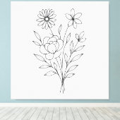 Toile Wildflower Whisper” Minimalist Botanical Print (Insitu (Plancher de Bois))