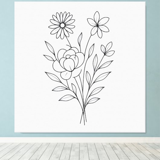 Toile Wildflower Whisper” Minimalist Botanical Print (Insitu (Plancher de Bois))