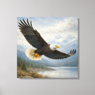 Toile Wildlife Eagle Flying Lake