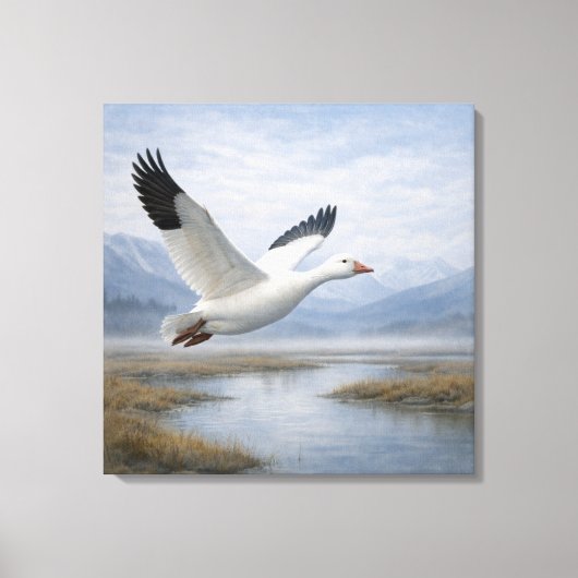 Toile Wildlife Snow Goose Flying Tundra Wetlands (Recto)