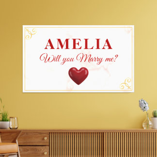 Toile Will you marry me Red Heart Romantic Proposal