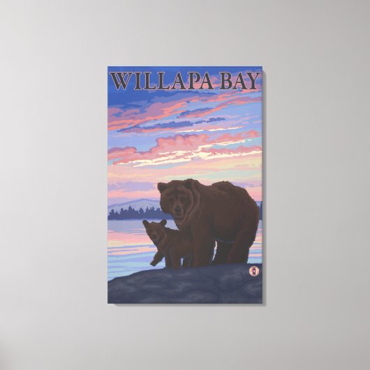 Toile Willapa Bay, WashingtonBear et Cub (Recto)