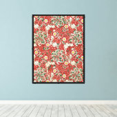 Toile William Morris Algue Antique Fleur Rouge Vert (Insitu (Plancher de Bois))