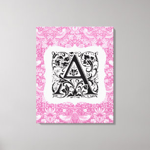 Toile William Morris Alphabet Strawberry Thief Rose