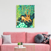 Toile William Morris Deer par un Indigo de la Tapisserie (Insitu(Salon))