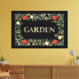 Toile William Morris Floral Garden Moto et cadre
