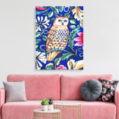 Toile William Morris Owl Tapestry, Beige et Cobalt Blue (Insitu(Salon))