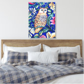 Toile William Morris Owl Tapestry, Beige et Cobalt Blue (Insitu(Chambre))