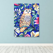 Toile William Morris Owl Tapestry, Beige et Cobalt Blue (Insitu (Plancher de Bois))