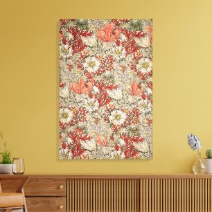 Toile William Morris Spring Compton Fleur Vintage Rouge